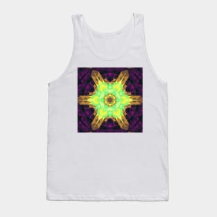 Retro Mandala Flower Green Yellow and Purple Tank Top